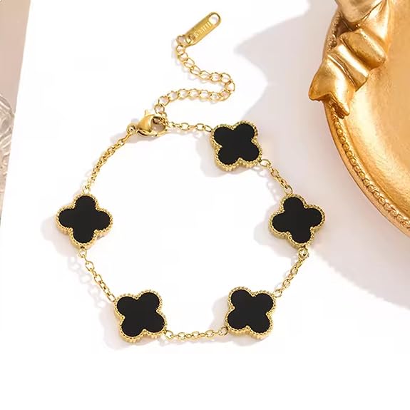 Gold Five Leaf Clover Hand Band for Girls Women