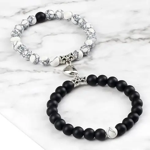 Couple Bracelets for Girls Boys Black & White