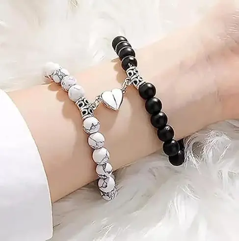 Couple Bracelets for Girls Boys Black & White