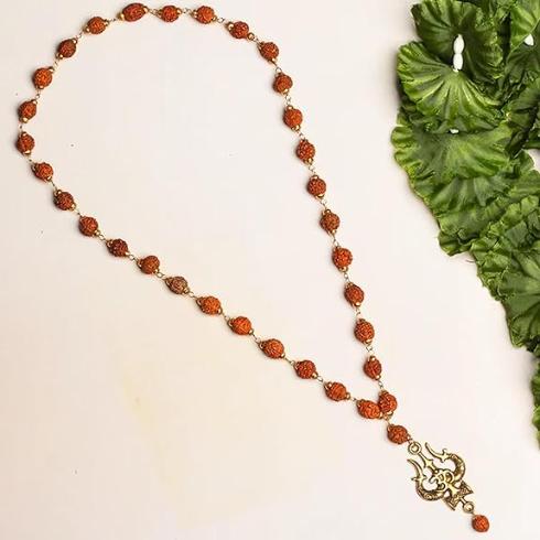 Rudraksha Mala with Trishul Damru Pendant for Men