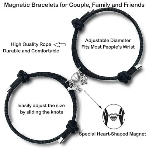 Love Couple Bracelets for Girls Boys Black