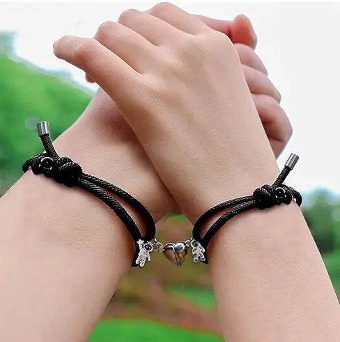 Love Couple Bracelets for Girls Boys Black