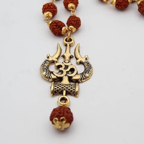 Rudraksha Mala with Trishul Damru Pendant for Men