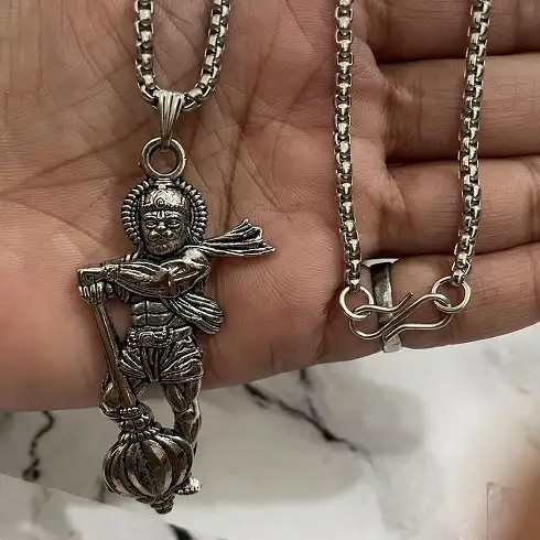 Lord Hanuman Ji Brass Pendant with Chain for Men