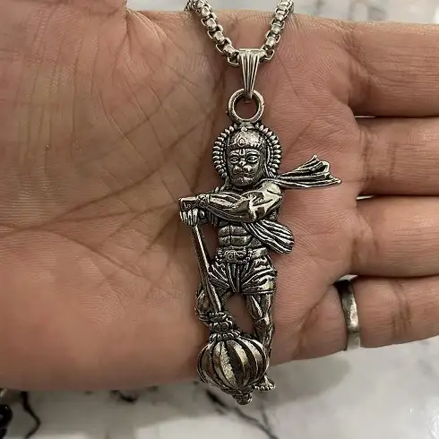 Lord Hanuman Ji Brass Pendant with Chain for Men