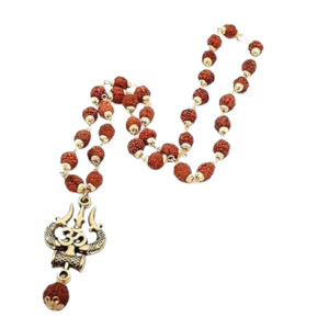 Rudraksha Mala with Trishul Damru Pendant for Men