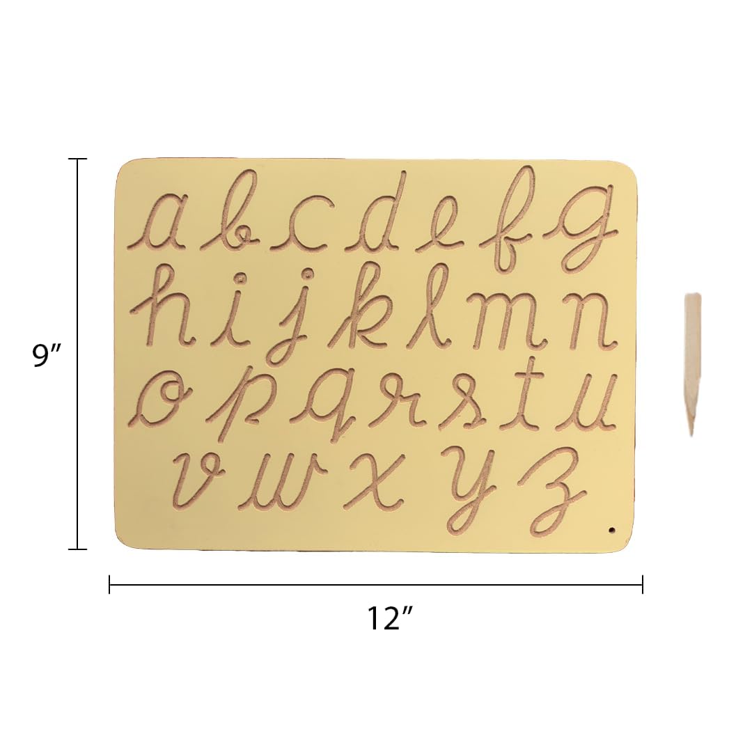 Small Cursive abc Wooden Tracing Board