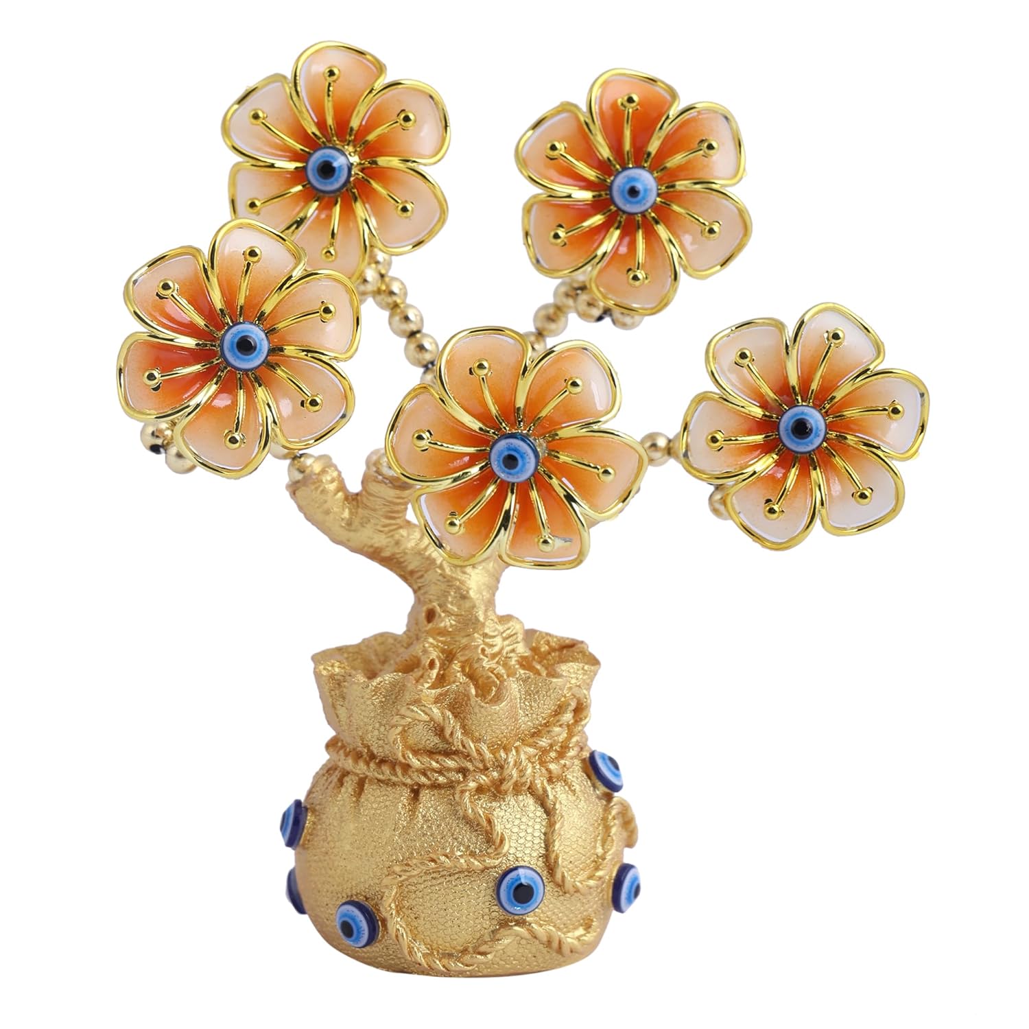 Evil Eye Flowers Tree with Golden Pot Base