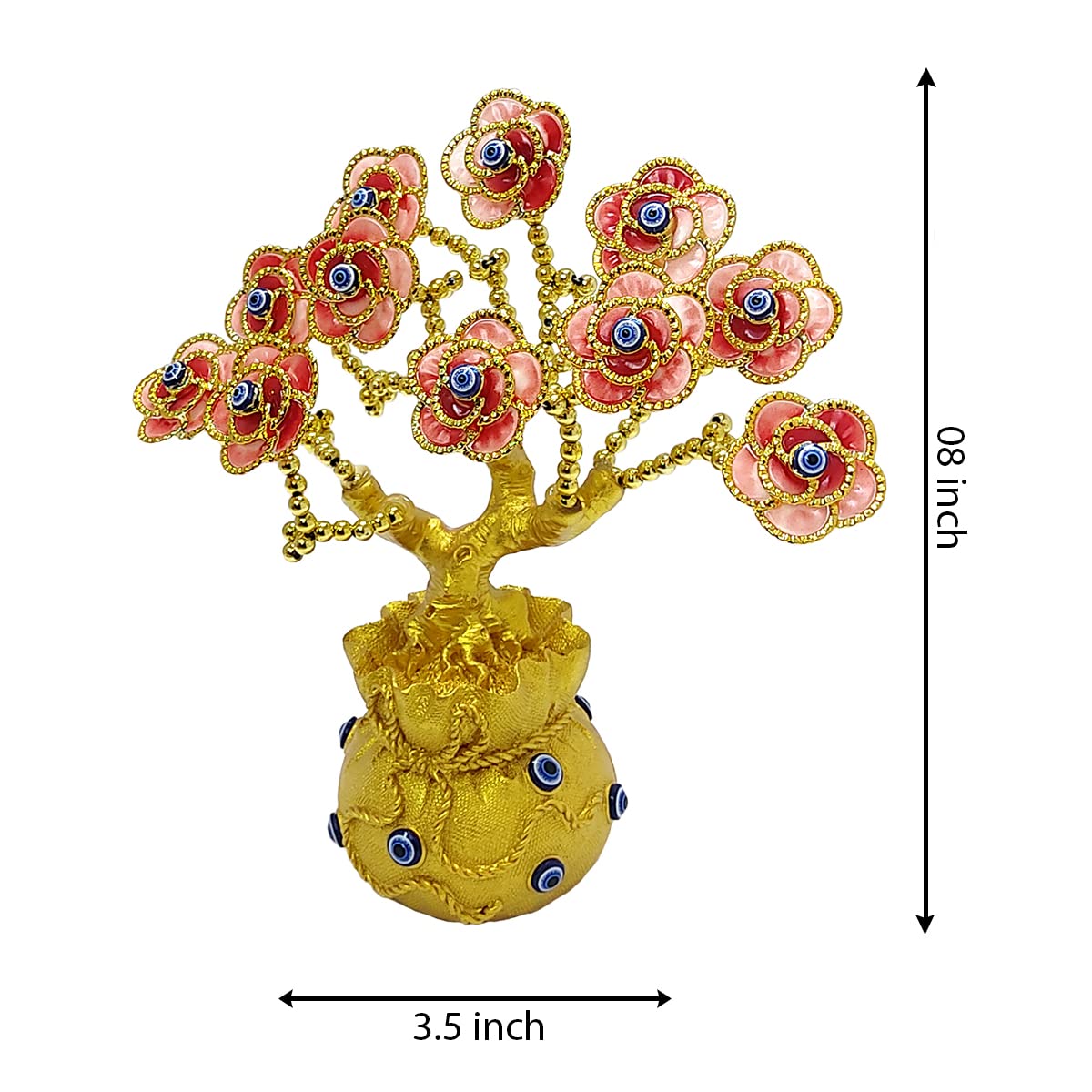 Evil Eye Flowers Tree with Golden Pot Base